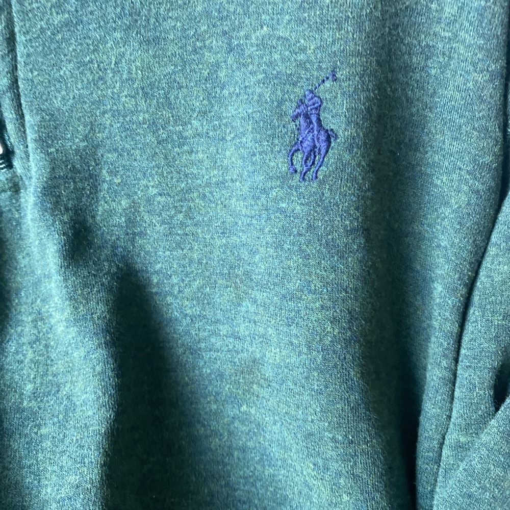 Polo Ralph‎ Lauren Sweater Mens XL Green Cotton 1/4 Zip Pullover Preppy Logo - Picture 4 of 4